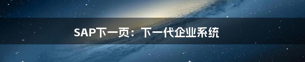 SAP下一页：下一代企业系统