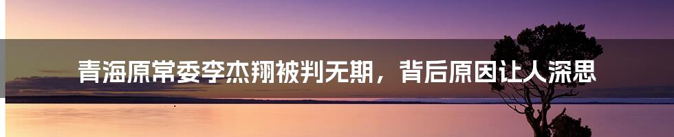 青海原常委李杰翔被判无期，背后原因让人深思