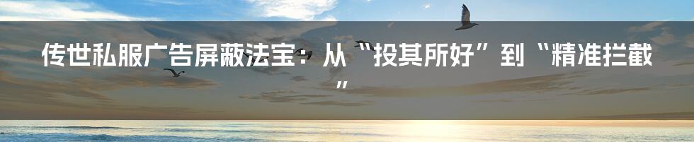 传世私服广告屏蔽法宝：从“投其所好”到“精准拦截”