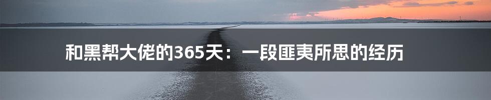 和黑帮大佬的365天：一段匪夷所思的经历