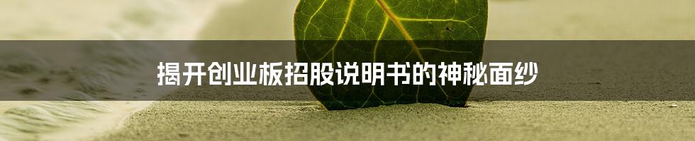 揭开创业板招股说明书的神秘面纱