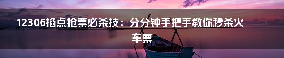 12306掐点抢票必杀技：分分钟手把手教你秒杀火车票