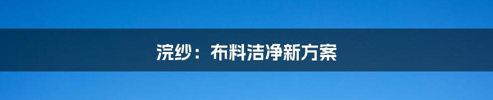 浣纱：布料洁净新方案