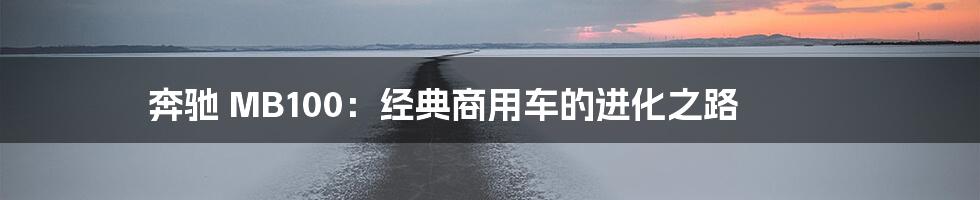 奔驰 MB100：经典商用车的进化之路