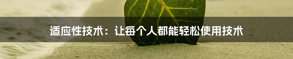 适应性技术：让每个人都能轻松使用技术