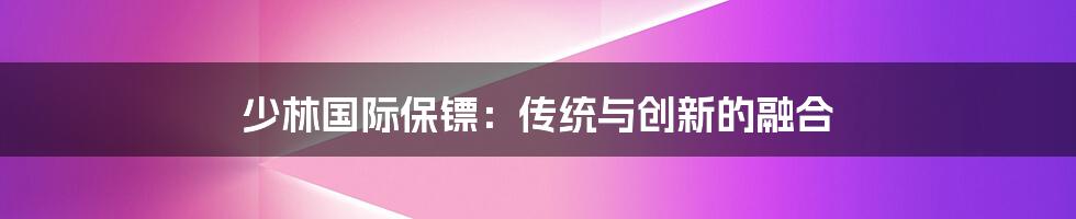 少林国际保镖：传统与创新的融合