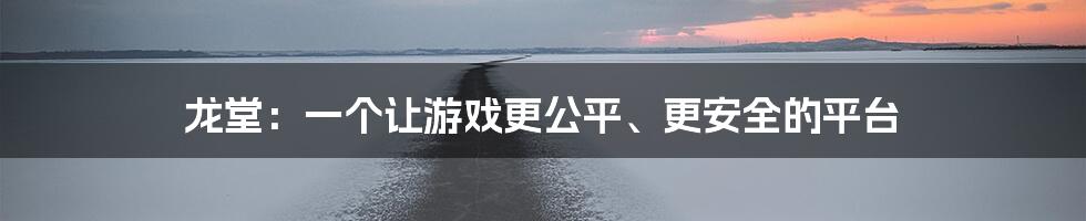 龙堂：一个让游戏更公平、更安全的平台