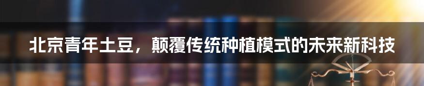 北京青年土豆，颠覆传统种植模式的未来新科技