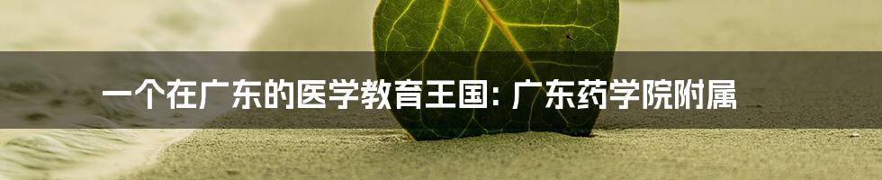 一个在广东的医学教育王国: 广东药学院附属