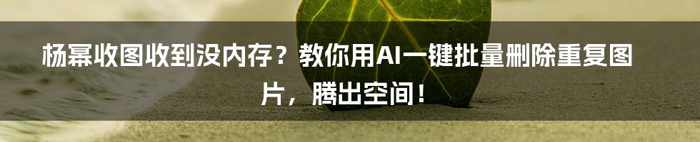 杨幂收图收到没内存？教你用AI一键批量删除重复图片，腾出空间！