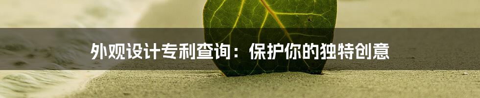 外观设计专利查询：保护你的独特创意