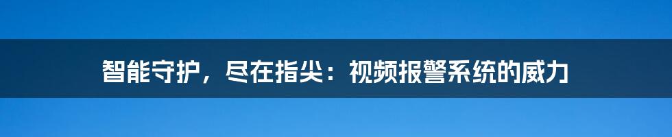 智能守护，尽在指尖：视频报警系统的威力