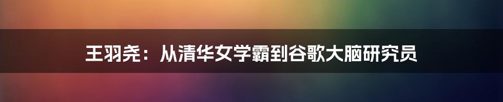 王羽尧：从清华女学霸到谷歌大脑研究员