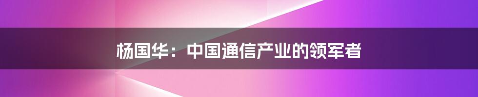 杨国华：中国通信产业的领军者