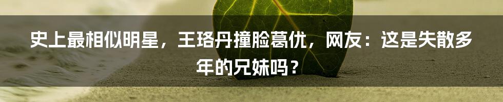 史上最相似明星，王珞丹撞脸葛优，网友：这是失散多年的兄妹吗？