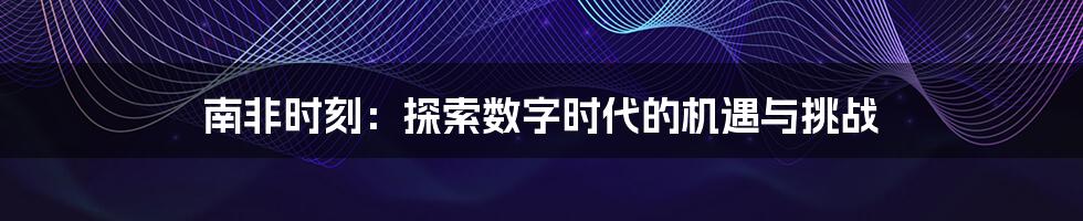 南非时刻：探索数字时代的机遇与挑战