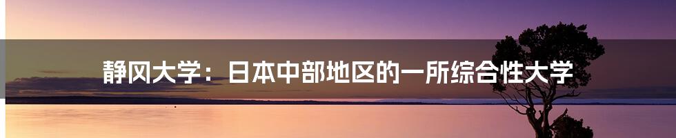 静冈大学：日本中部地区的一所综合性大学