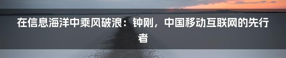 在信息海洋中乘风破浪：钟刚，中国移动互联网的先行者