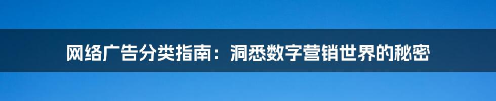 网络广告分类指南：洞悉数字营销世界的秘密