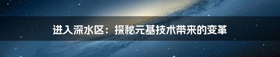 进入深水区：探秘元基技术带来的变革