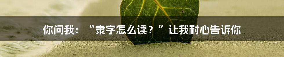 你问我：“隶字怎么读？”让我耐心告诉你