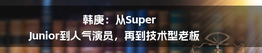 韩庚：从Super Junior到人气演员，再到技术型老板