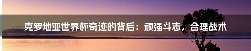 克罗地亚世界杯奇迹的背后：顽强斗志，合理战术