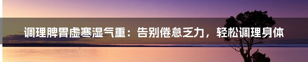 调理脾胃虚寒湿气重：告别倦怠乏力，轻松调理身体