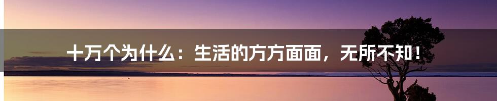 十万个为什么：生活的方方面面，无所不知！