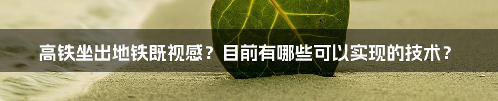 高铁坐出地铁既视感？目前有哪些可以实现的技术？