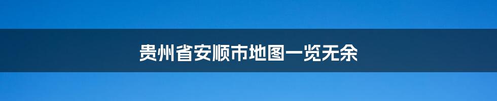 贵州省安顺市地图一览无余