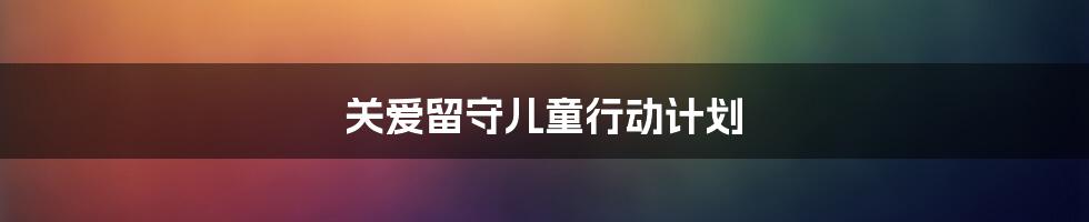 关爱留守儿童行动计划