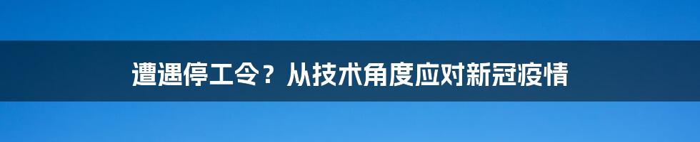 遭遇停工令？从技术角度应对新冠疫情