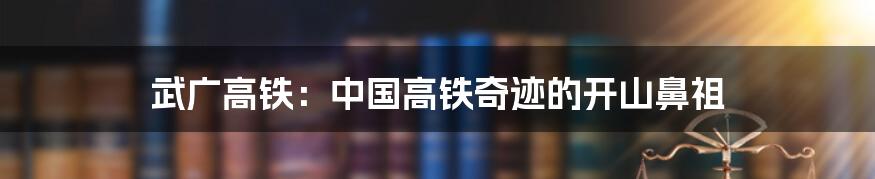 武广高铁：中国高铁奇迹的开山鼻祖