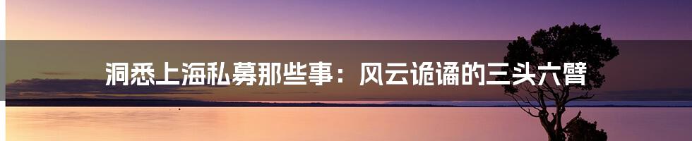 洞悉上海私募那些事：风云诡谲的三头六臂