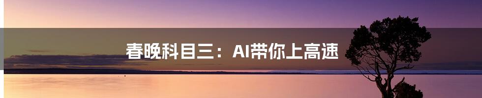 春晚科目三：AI带你上高速