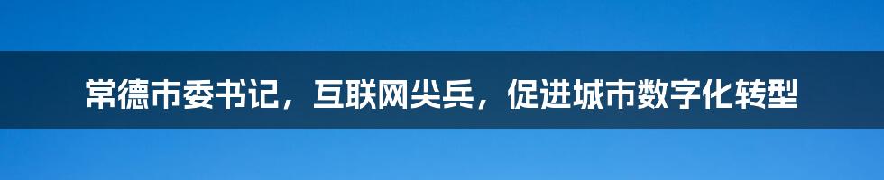 常德市委书记，互联网尖兵，促进城市数字化转型