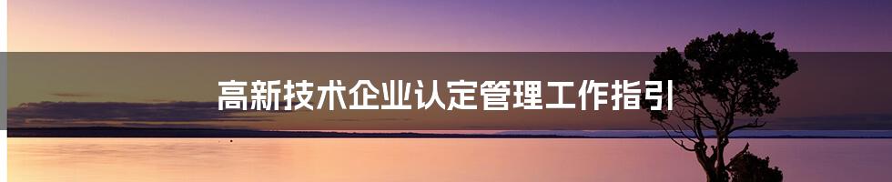 高新技术企业认定管理工作指引