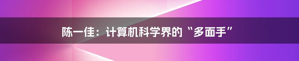 陈一佳：计算机科学界的“多面手”