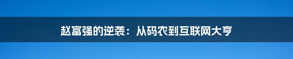 赵富强的逆袭：从码农到互联网大亨