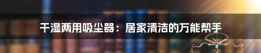 干湿两用吸尘器：居家清洁的万能帮手