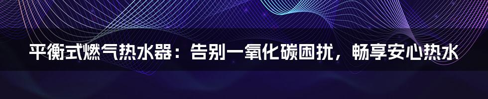 平衡式燃气热水器：告别一氧化碳困扰，畅享安心热水