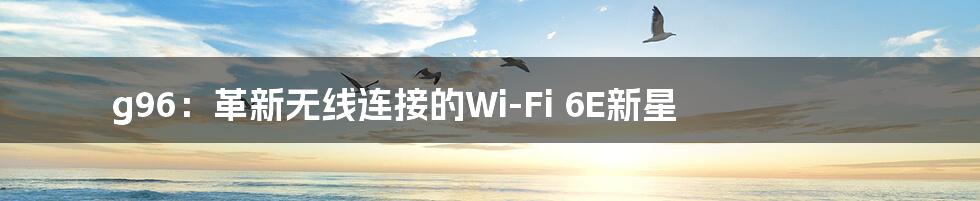 g96：革新无线连接的Wi-Fi 6E新星