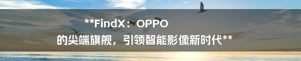 **FindX：OPPO 的尖端旗舰，引领智能影像新时代**