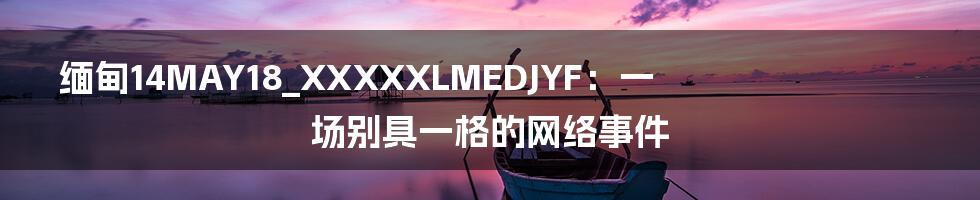 缅甸14MAY18_XXXXXLMEDJYF：一场别具一格的网络事件