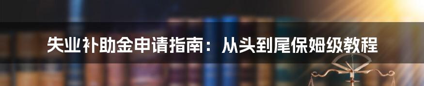 失业补助金申请指南：从头到尾保姆级教程