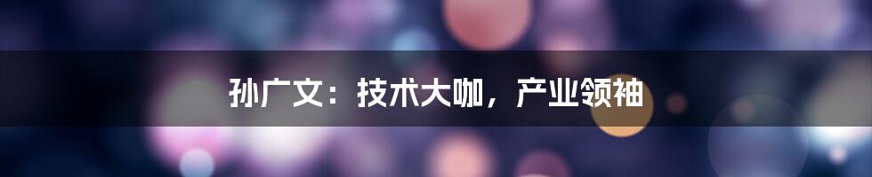 孙广文：技术大咖，产业领袖