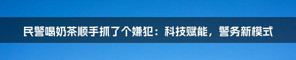 民警喝奶茶顺手抓了个嫌犯：科技赋能，警务新模式