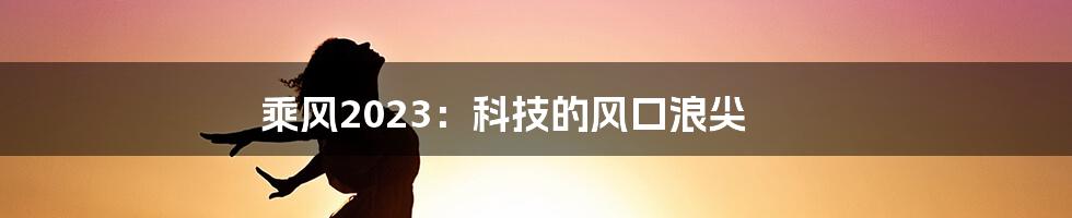 乘风2023：科技的风口浪尖