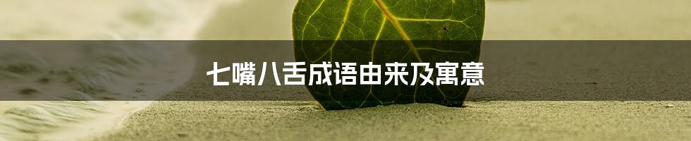 七嘴八舌成语由来及寓意